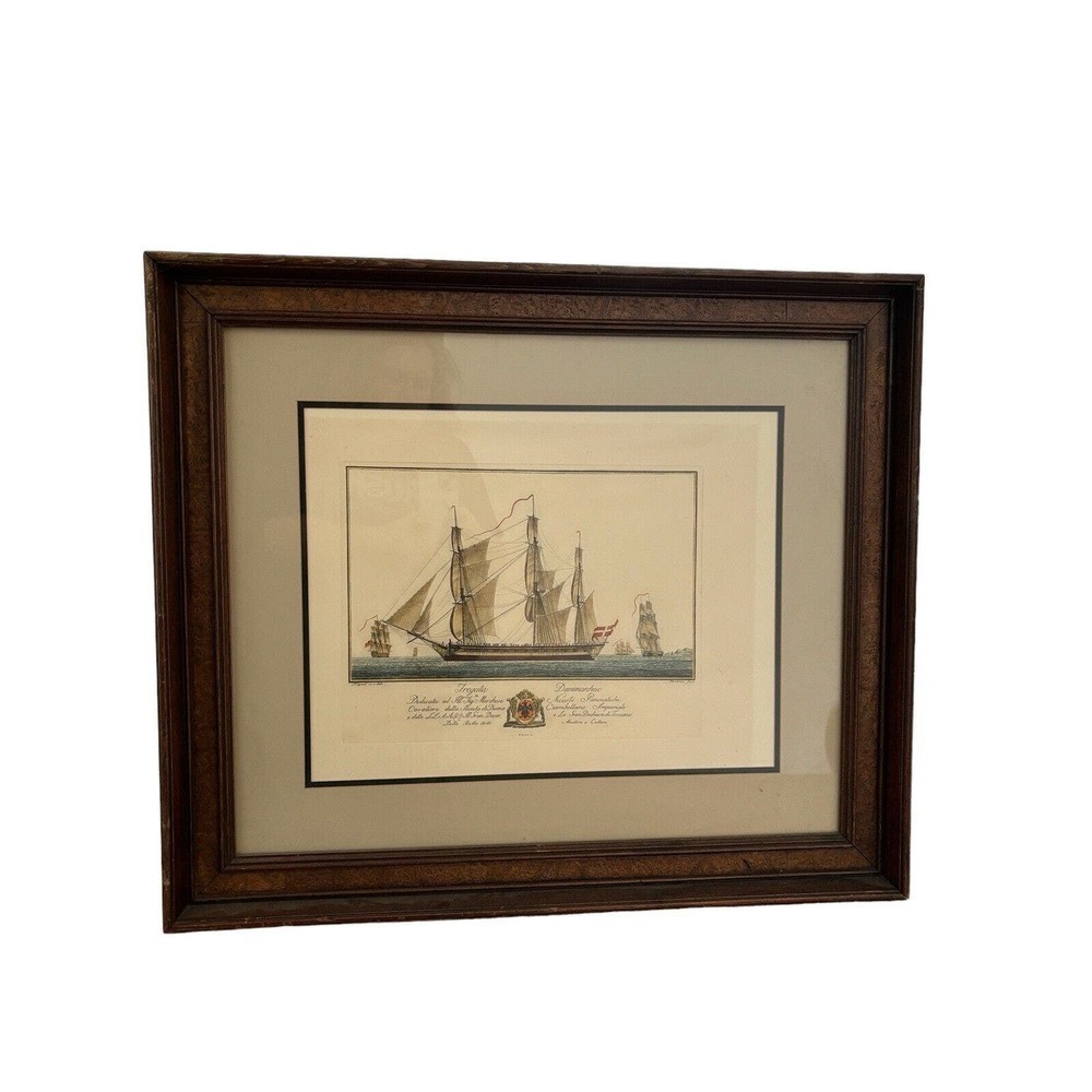 Boat Engraving Marine Navy Danimarchese Fregata Ferdinando Fambrini Incidit